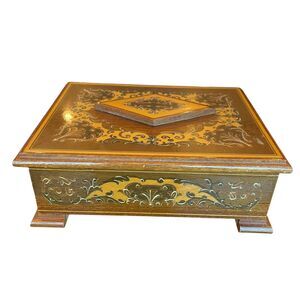 Vintage Reuge “Torna a Surriento" Red Velvet Music Box Swiss Musical Movement